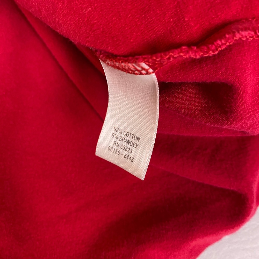 CJ Banks T-Shirt Plus Size 2X Red Long Sleeve V-Neck Embellished Cotton Stretch - Picture 5 of 9